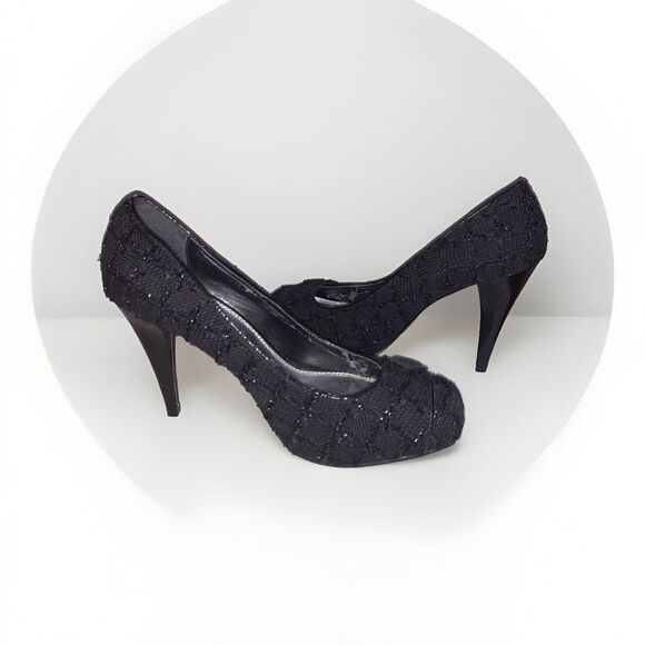 White House Black Market Edison Sparkle Button Square Toe Stiletto Heels 8.5M - Picture 7 of 14